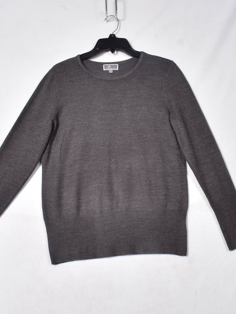 JM Collection Women's Size Small Charcoal Gray Button-Cuff Pullover Sweater